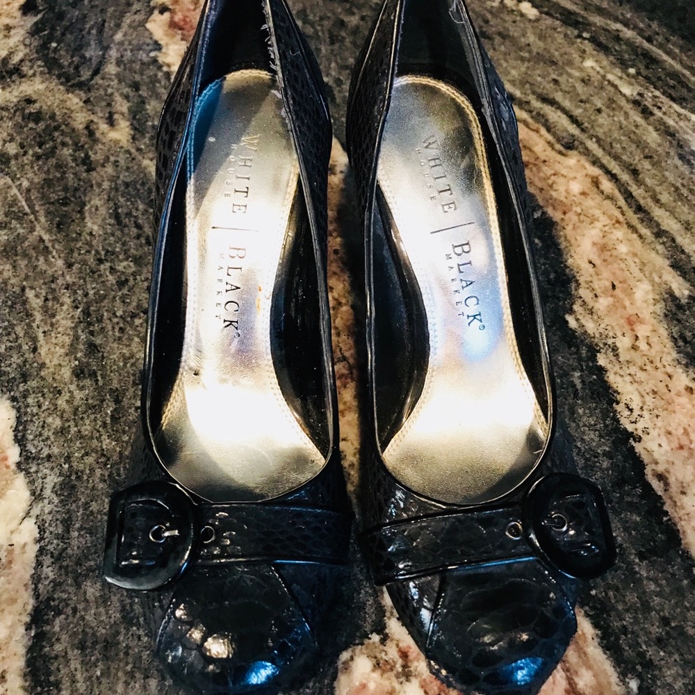 White House Black-Market 6.5 Black Snake Heels